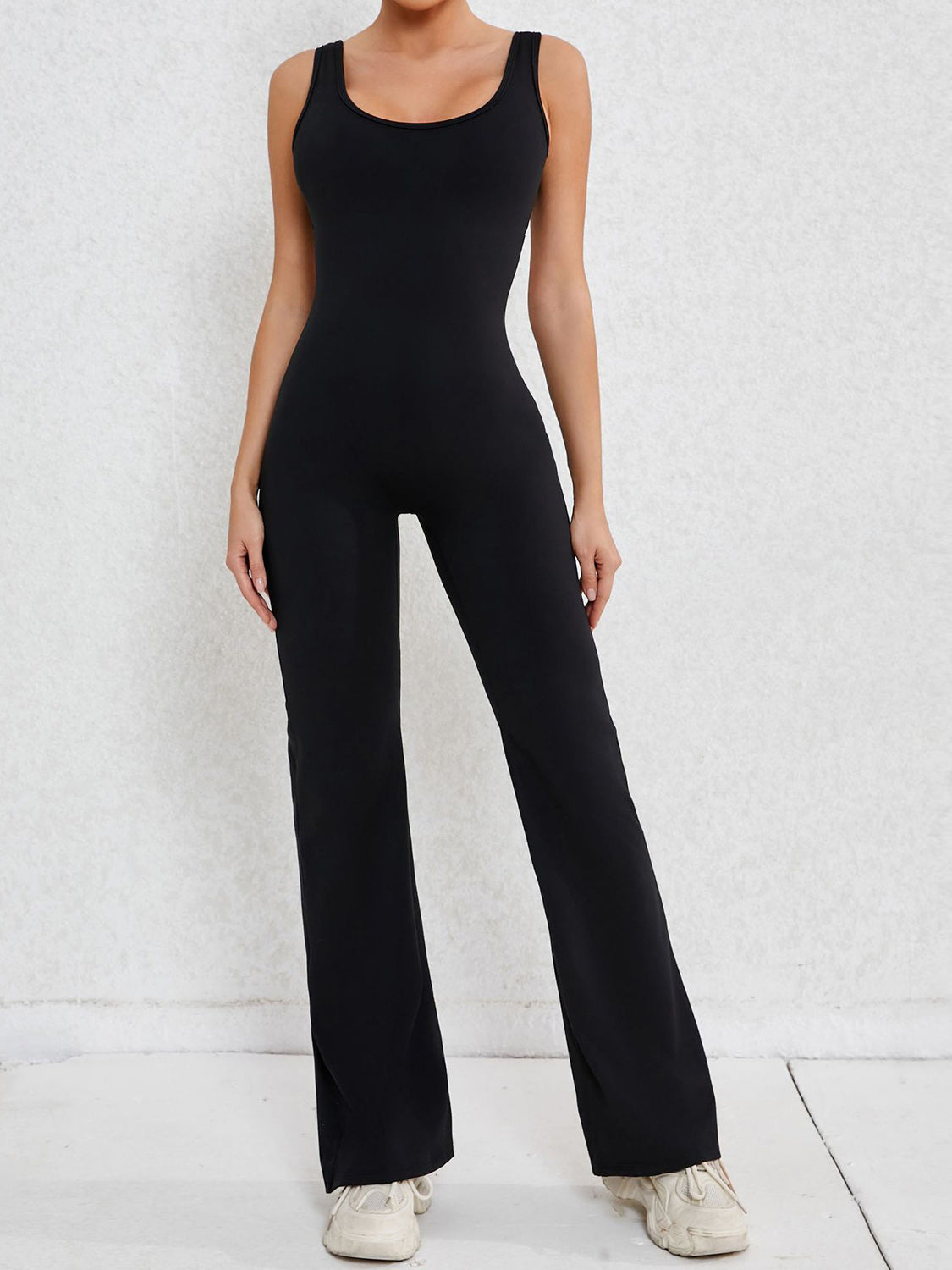 Cutout Wide Strap Scoop Neck Active Jumpsuit - Black / S Wynter 4 All Seasons