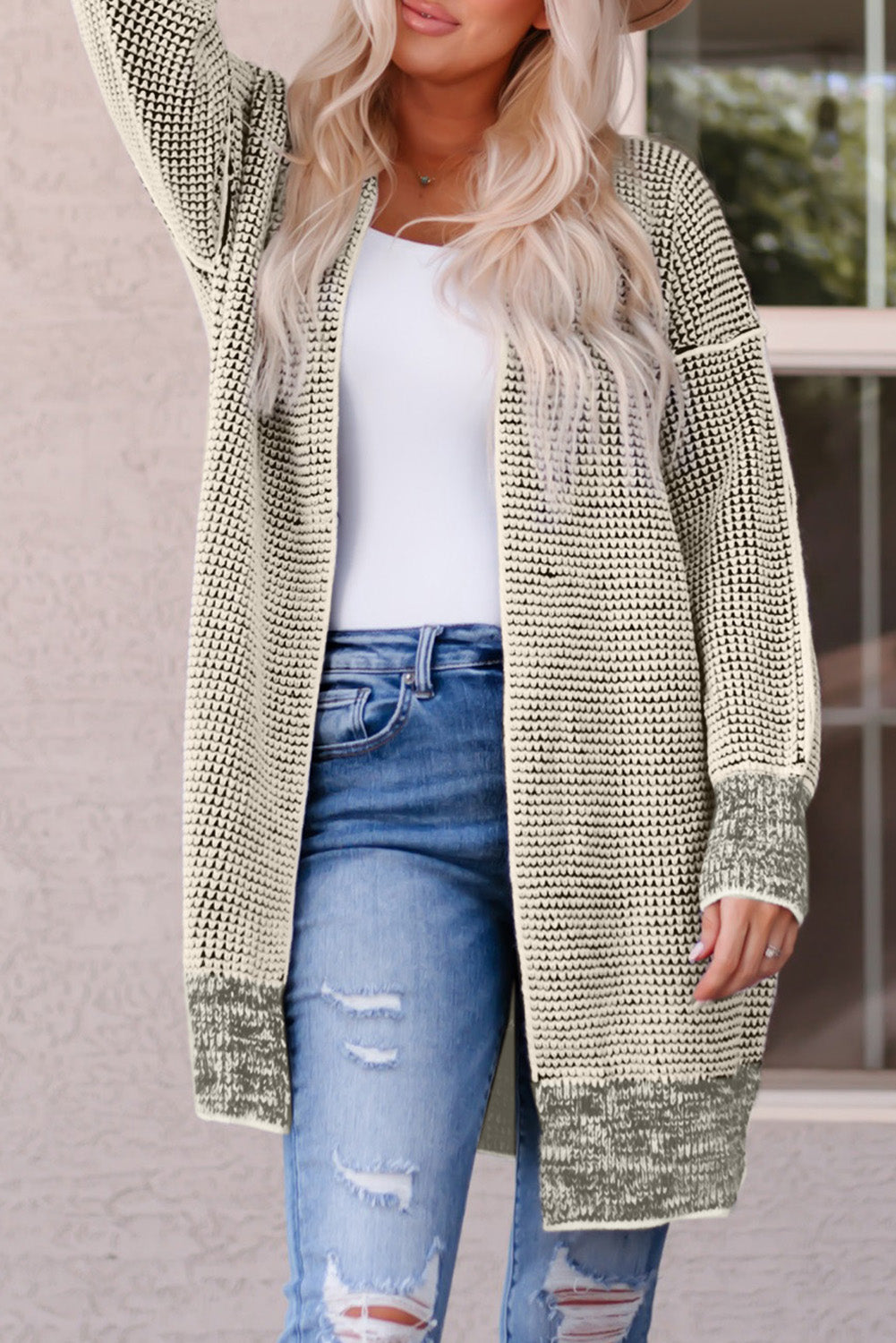 Heathered Open Front Longline Cardigan - Sand / S Apparel & Accessories Wynter 4 All Seasons