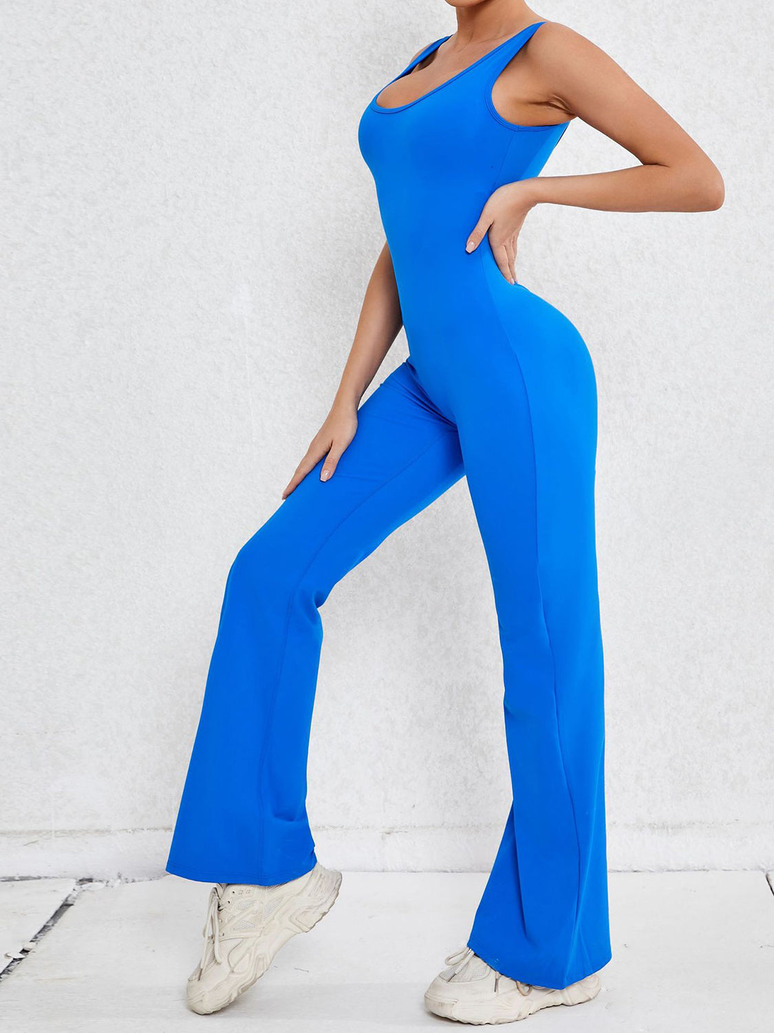 Cutout Wide Strap Scoop Neck Active Jumpsuit - Ultra marine / S Wynter 4 All Seasons