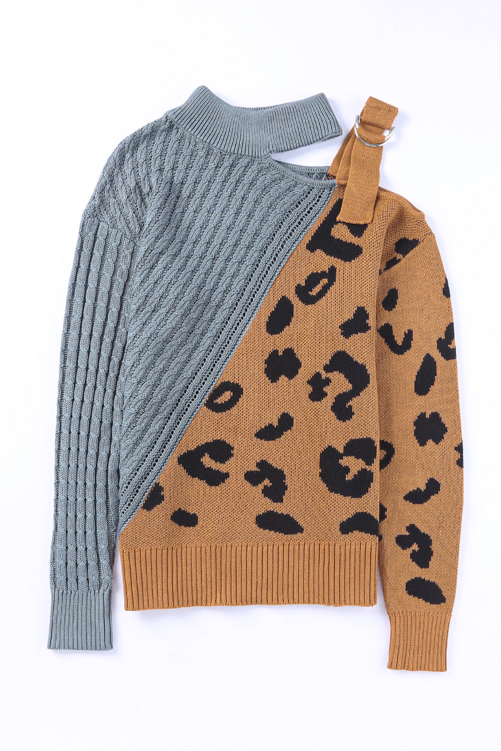 Leopard Block Turtleneck Sweater - Cloudy Blue / L Apparel & Accessories Wynter 4 All Seasons