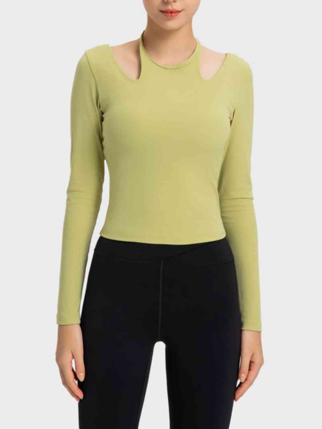 Halter Neck Long Sleeve Sporty Top - Chartreuse / 4 Apparel & Accessories Wynter 4 All Seasons