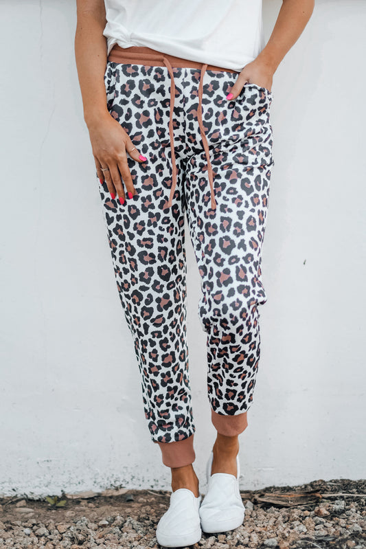 Leopard Print Elastic Waist Jogger Pants Trendsi