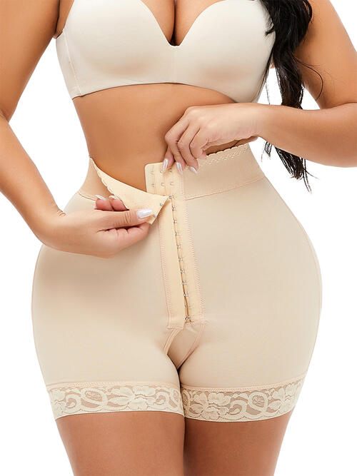 Full Size Lace Detail Hook-and-Eye Shaping Shorts - Ivory / S Wynter 4 All Seasons