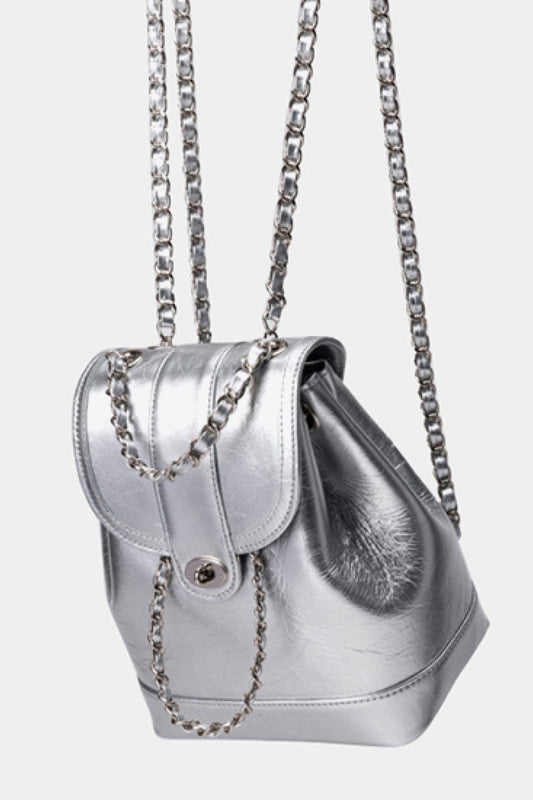 PU Leather Backpack - Silver / One Size Wynter 4 All Seasons