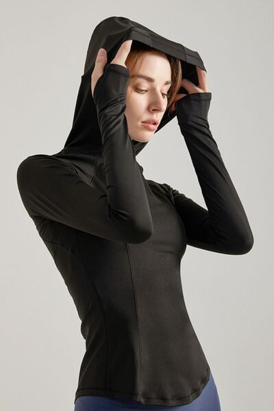 Hooded Long Sleeve Active T-Shirt - Black / S Wynter 4 All Seasons