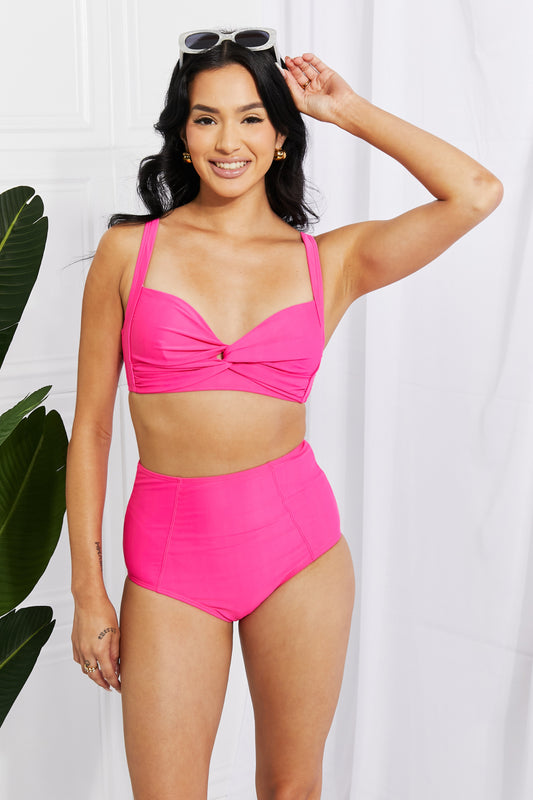 Take A Dip Twist High-Rise Bikini in Pink - Hot Pink / S Wynter 4 All Seasons
