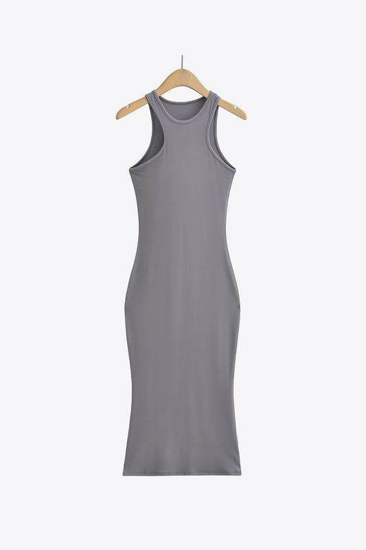 Round Neck Sleeveless Midi Dress - Dark Gray / S Wynter 4 All Seasons