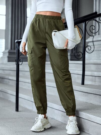 High Waist Joggers with Pockets - Army Green / S Wynter 4 All Seasons