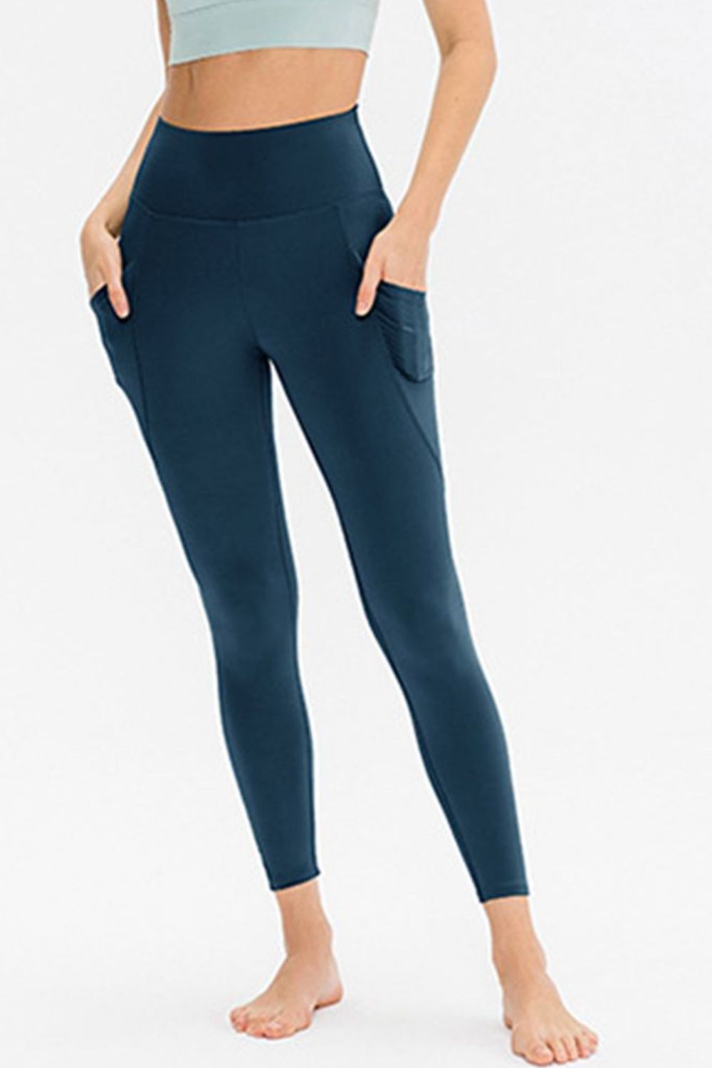 Slim Fit Long Active Leggings with Pockets - Deep Teal / S Wynter 4 All Seasons