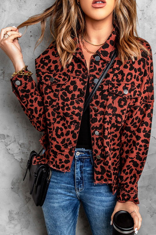 Leopard Print Raw Hem Jacket - Leopard / S Apparel & Accessories Wynter 4 All Seasons