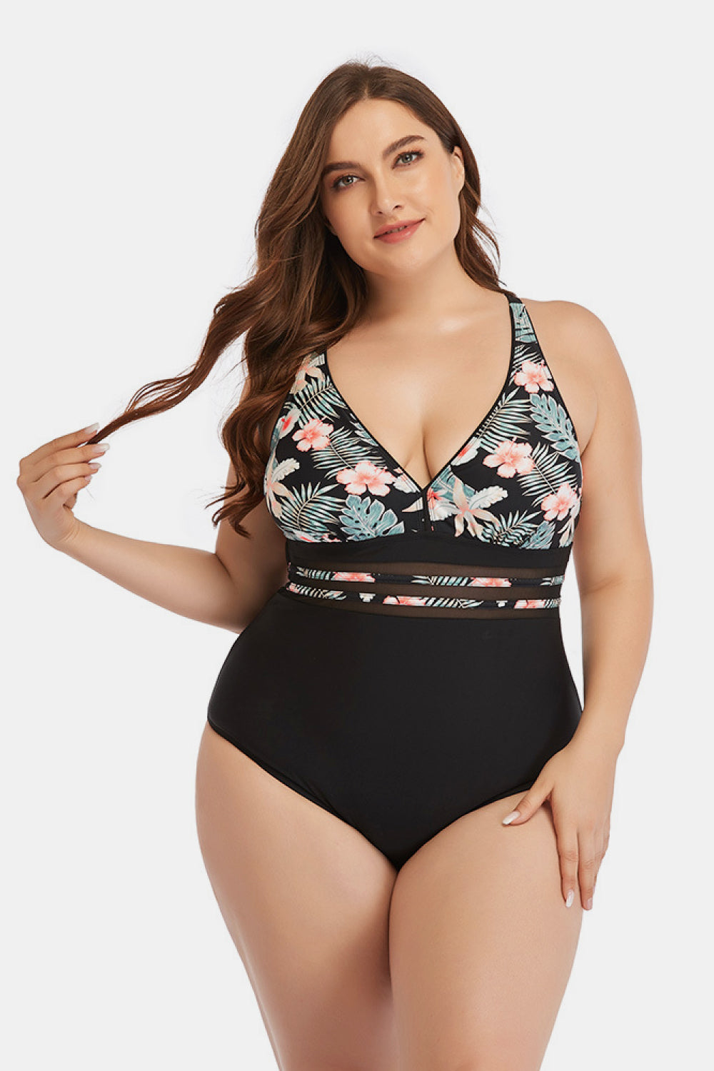 Floral Cutout Tie-Back One-Piece Swimsuit - Black / M Apparel & Accessories Wynter 4 All Seasons