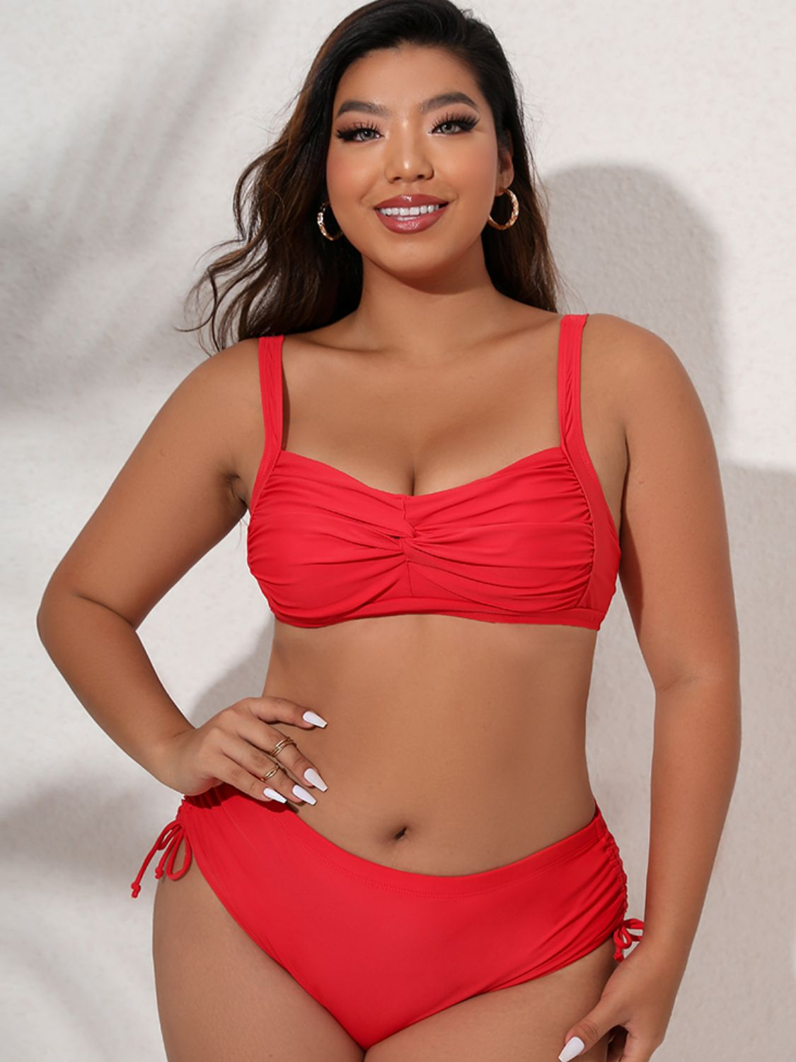 Plus Size Twist Front Tied Bikini Set - Red / L Apparel & Accessories Wynter 4 All Seasons