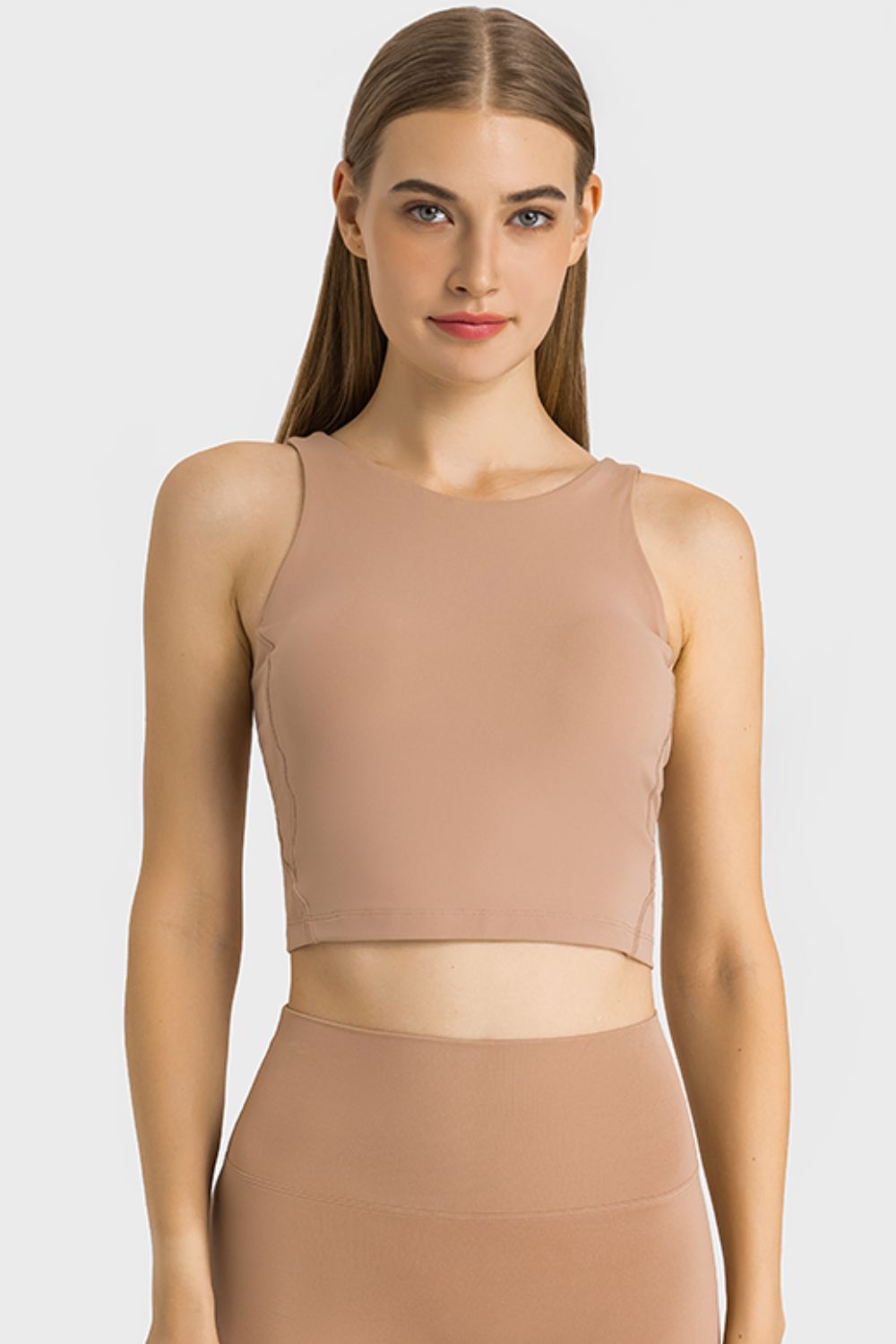 Feel Like Skin Highly Stretchy Cropped Sports Tank - Brown / 4 Apparel & Accessories Wynter 4 All Seasons