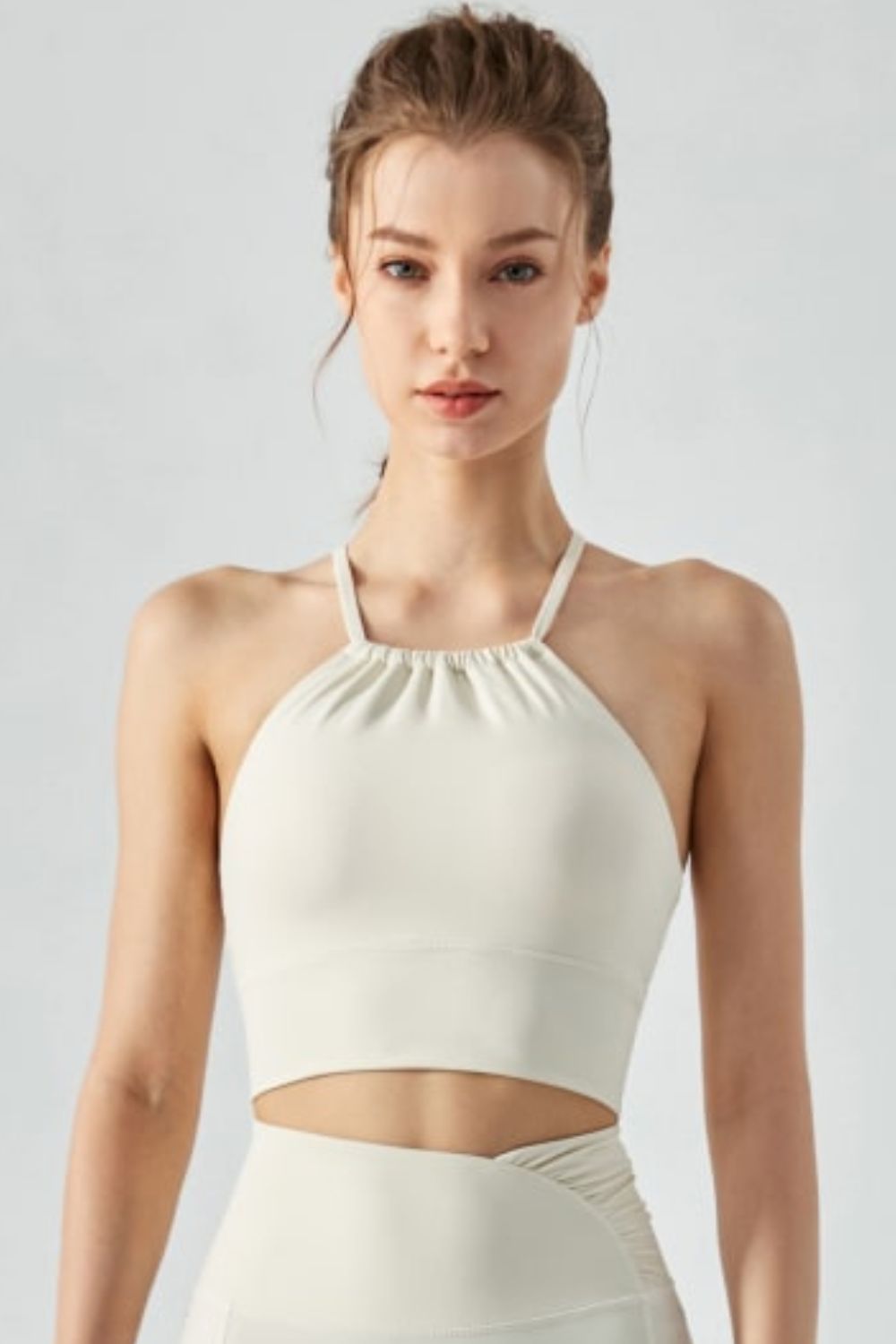 Crisscross Gathered Detail Cropped Sports Cami - Ivory / S Wynter 4 All Seasons