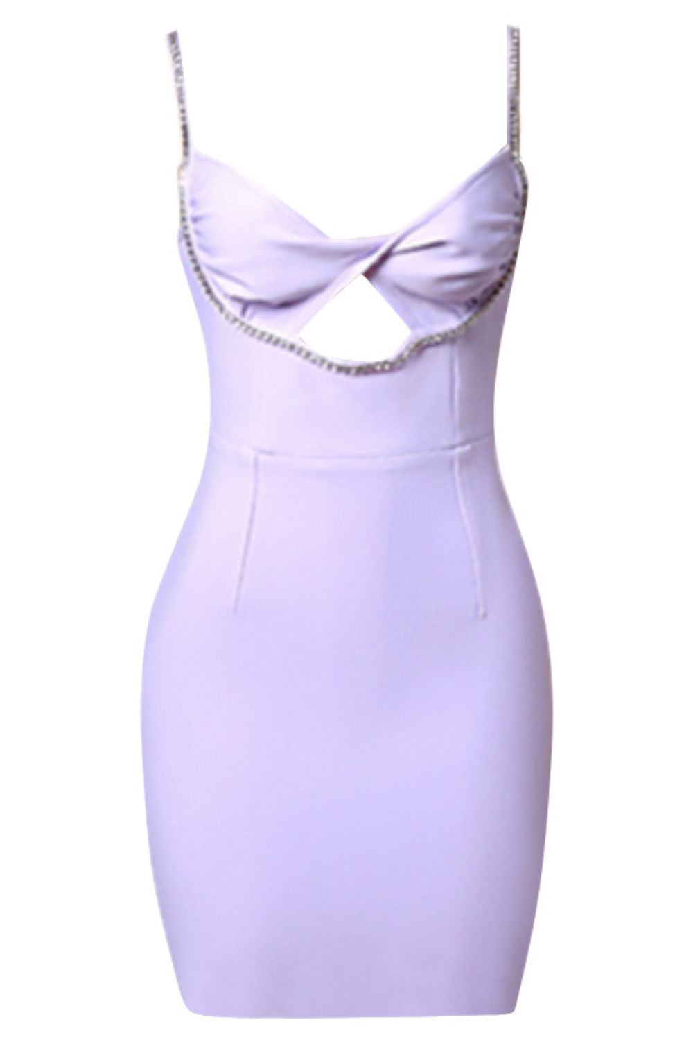 Rhinestone Twist Front Cutout Bodycon Dress - Apparel & Accessories Girl Code