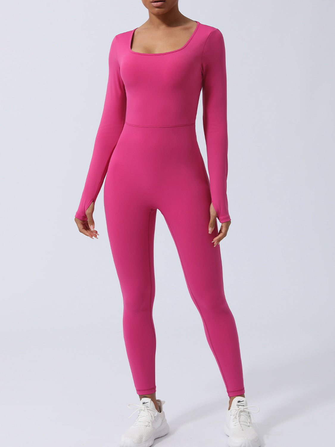 Twisted Backless Long Sleeve Jumpsuit - Hot Pink / S Wynter 4 All Seasons