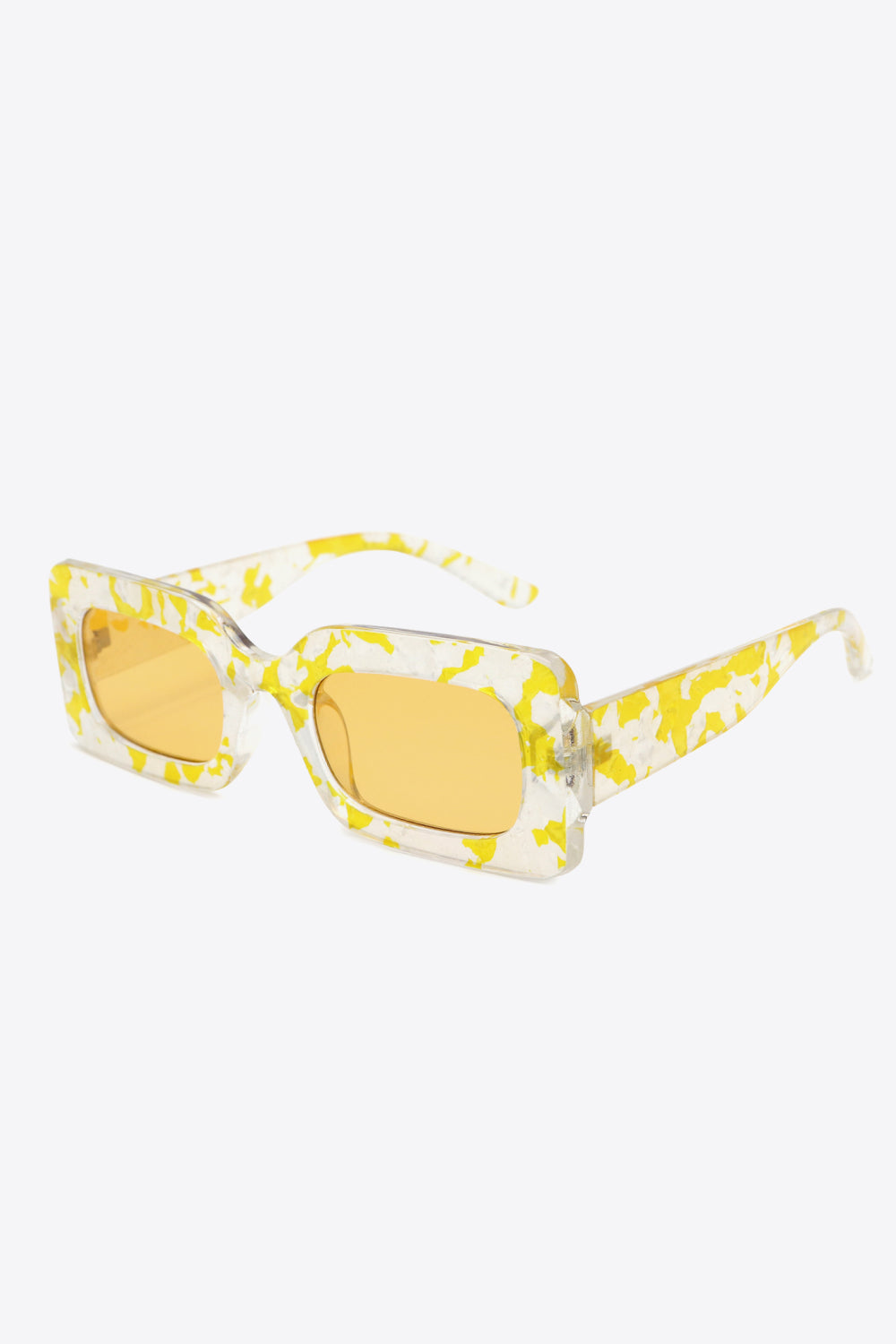 Tortoiseshell Rectangle Polycarbonate Sunglasses - Butter Yellow / One Size Wynter 4 All Seasons