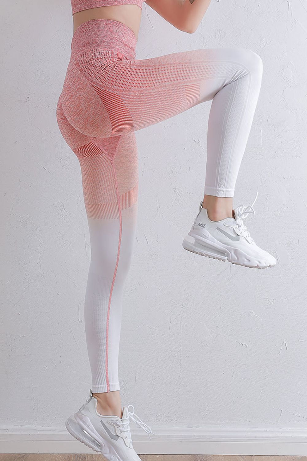 Gradient High Waist Sports Leggings - White/Pink / S Wynter 4 All Seasons