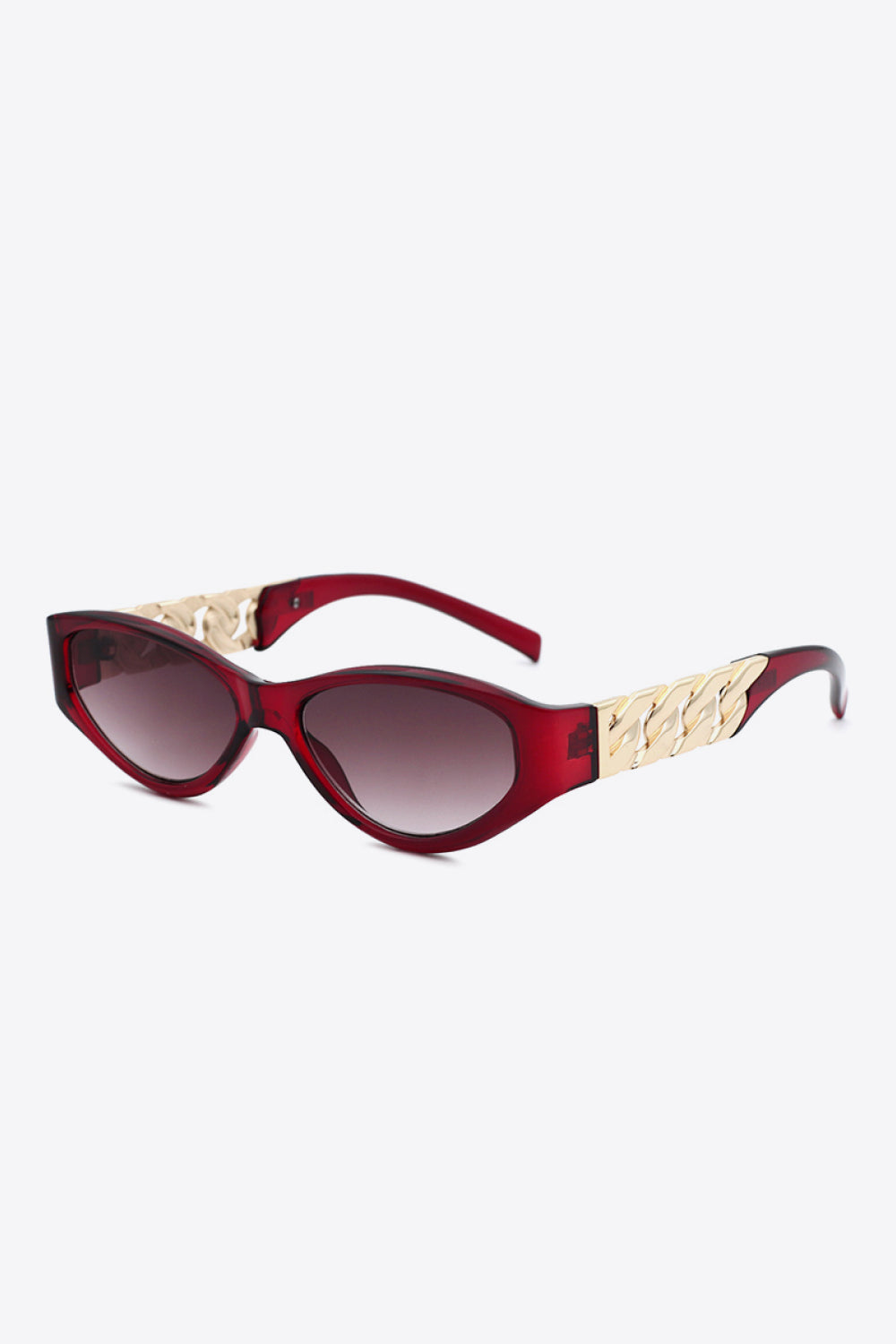 Chain Detail Temple Cat Eye Sunglasses - Deep Red / One Size Wynter 4 All Seasons