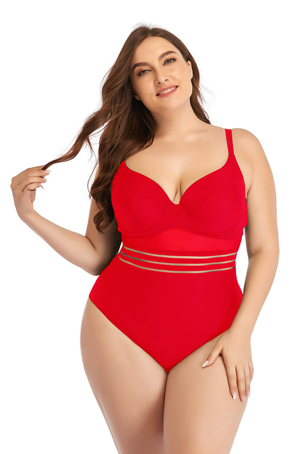 Spliced Mesh Tie-Back One-Piece Swimsuit - Red / L Apparel & Accessories Wynter 4 All Seasons