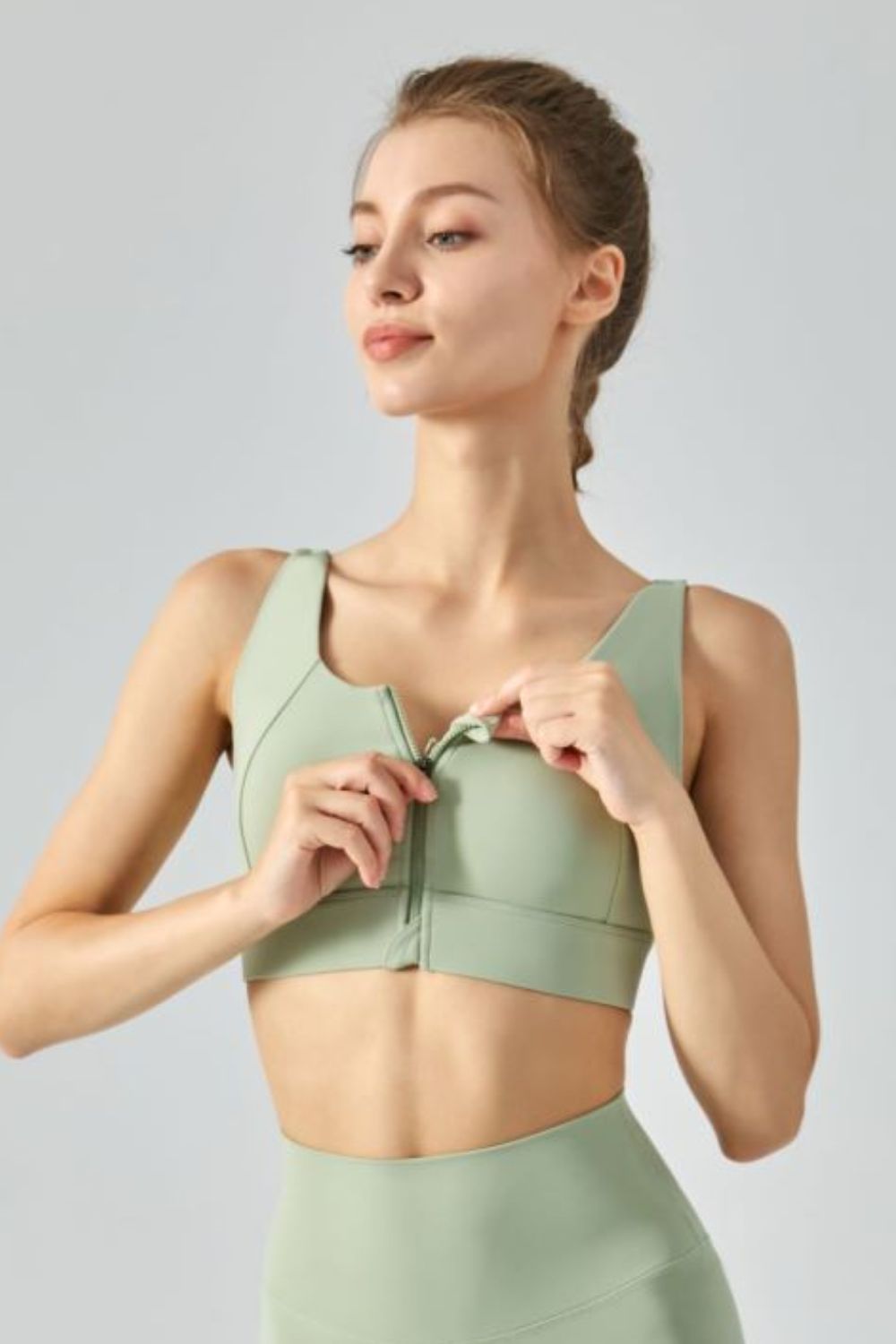 Breathable Zip-Up Sports Bra - Mint / S Girl Code