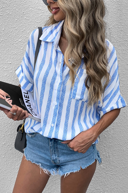 Striped Half Sleeve Shirt Trendsi