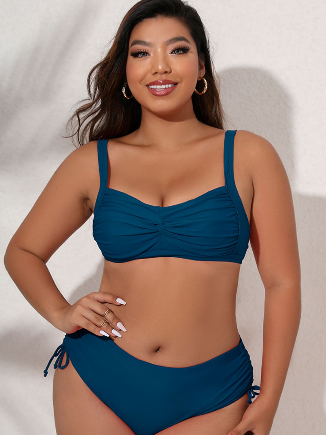 Plus Size Twist Front Tied Bikini Set - Blue / L Apparel & Accessories Wynter 4 All Seasons