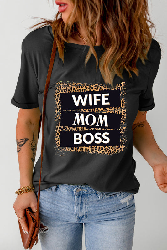 WIFE MOM BOSS Leopard Graphic Tee - Black / S Wynter 4 All Seasons