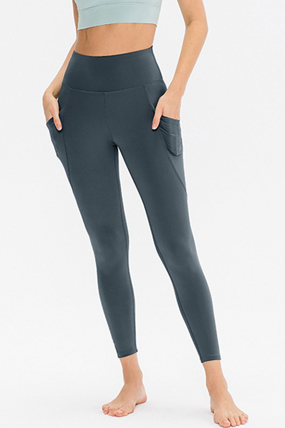 Slim Fit Long Active Leggings with Pockets - Charcoal / S Wynter 4 All Seasons