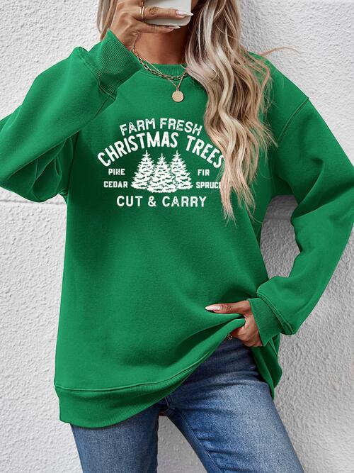 Round Neck Graphic Long Sleeve Sweatshirt - Green / S Wynter 4 All Seasons