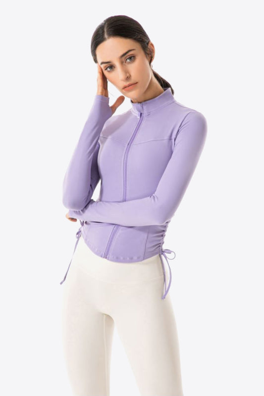 Side Drawstring Zip-Up Sports Jacket - Lavender / S Wynter 4 All Seasons