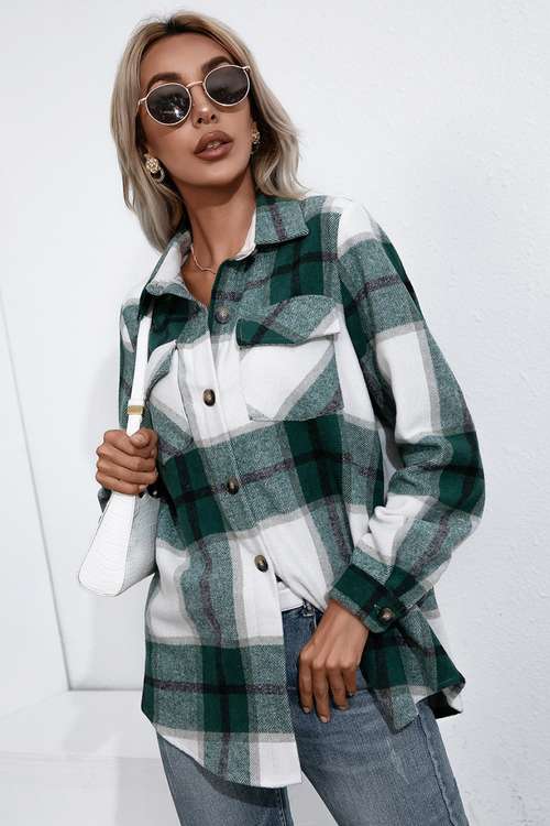 Plaid Button Up Flannel Shirt - Green / S Apparel & Accessories Wynter 4 All Seasons