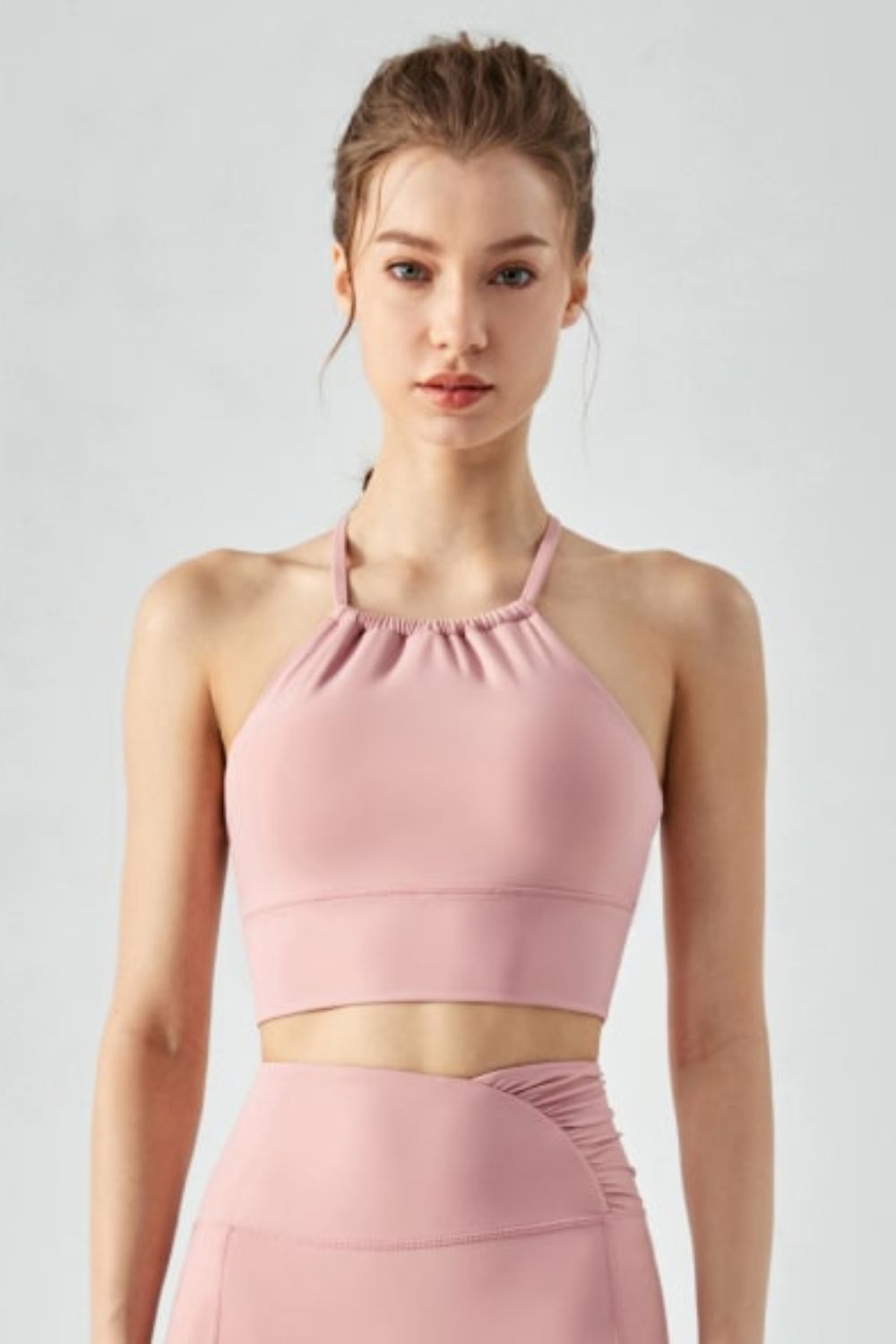 Crisscross Gathered Detail Cropped Sports Cami - Pink / S Wynter 4 All Seasons