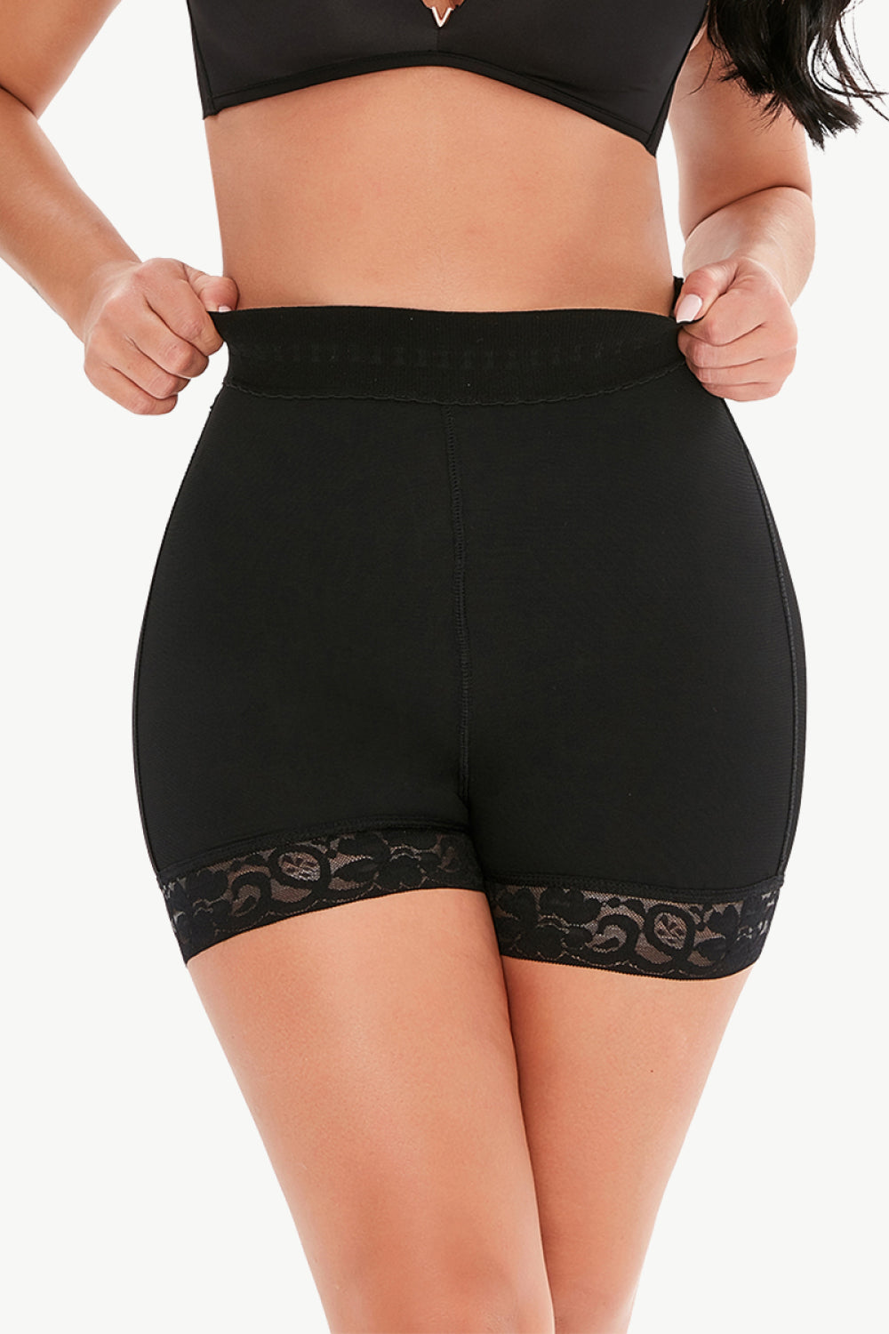 Full Size Pull-On Lace Trim Shaping Shorts - Black / S Wynter 4 All Seasons