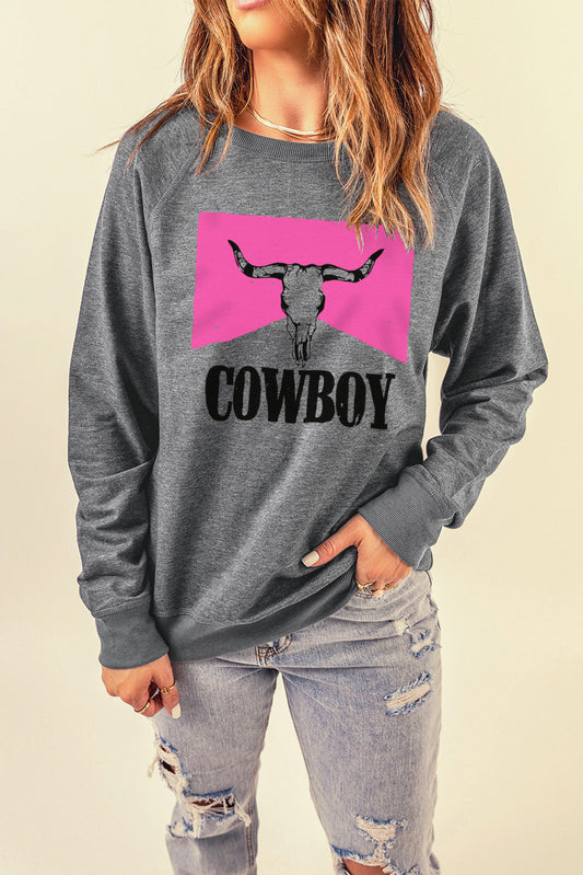COWBOY Bull Graphic Sweatshirt - Gray / S Wynter 4 All Seasons