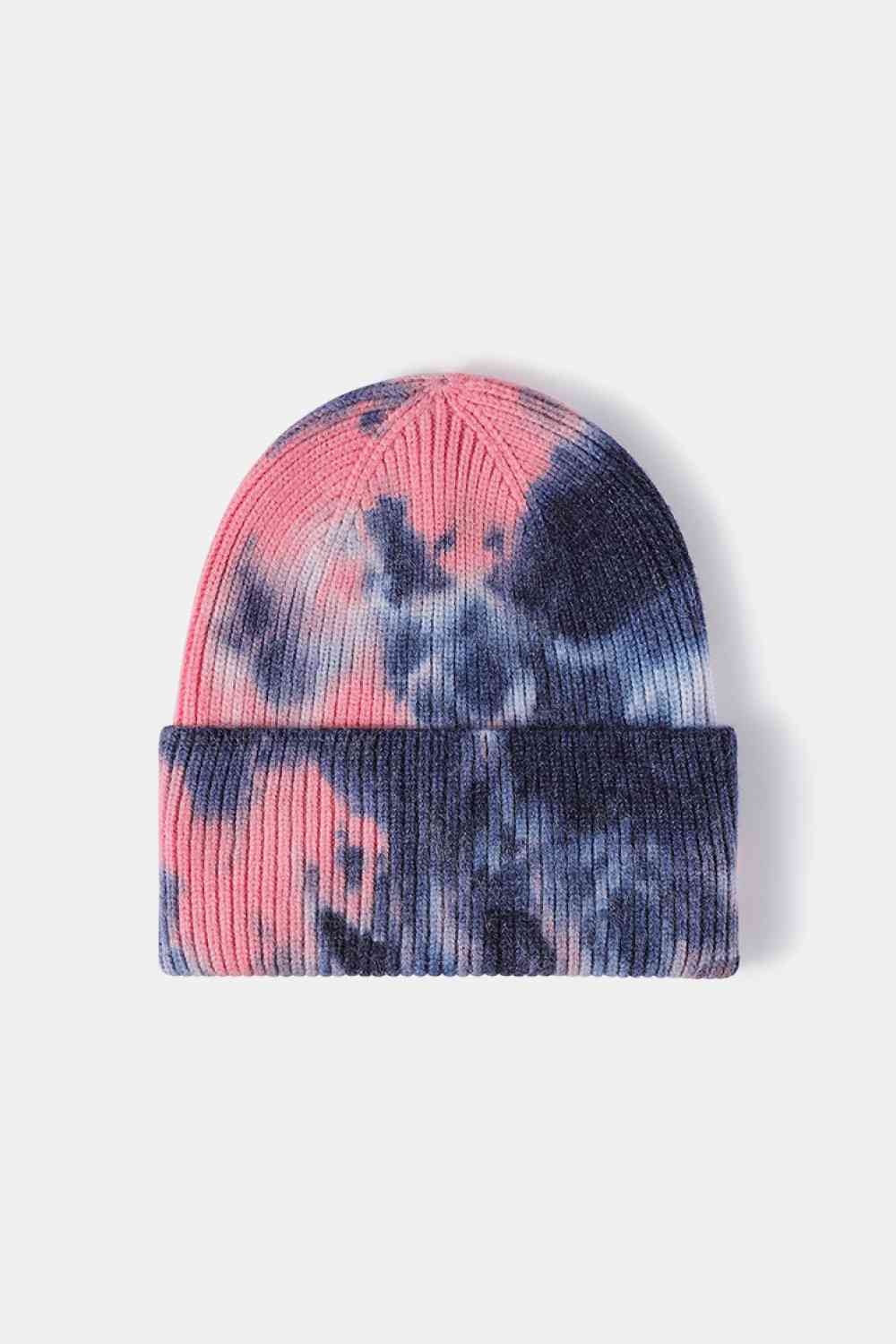 Tie-Dye Cuffed Rib-Knit Beanie Hat - Navy/Pink / One Size Wynter 4 All Seasons