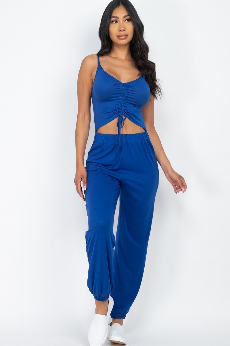 Front Ruched With Adjustable String Cami Casual/summer Jumpsuit - Royal / S Jumpsuit Wynter 4 All Seasons