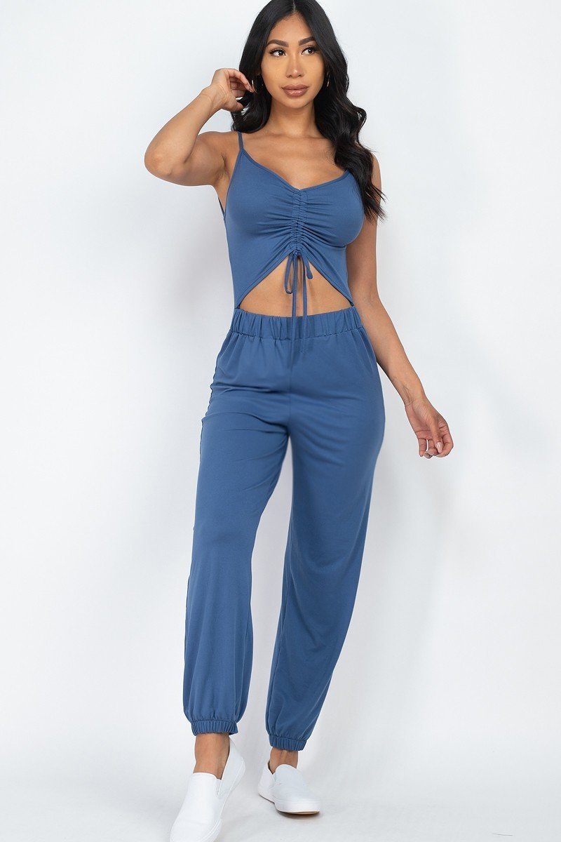 Front Ruched With Adjustable String Cami Casual/summer Jumpsuit - Blue Haze / S Jumpsuit Wynter 4 All Seasons