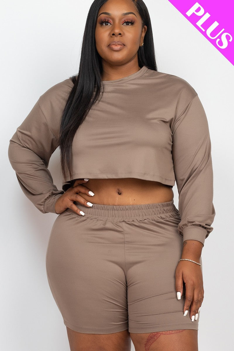 Cozy Crop Top And Shorts Set - Taupe / 1XL Shorts set Wynter 4 All Seasons