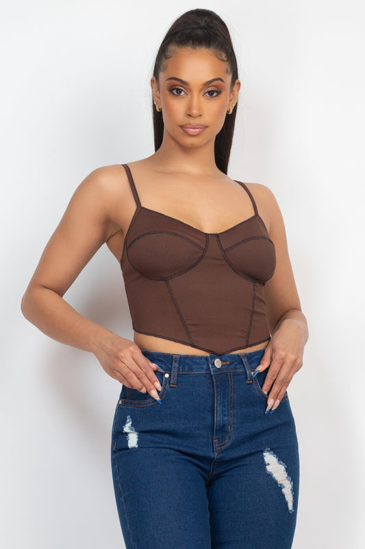 Bustier Sleeveless Ribbed Top - Brown / S Shirts & Tops Wynter 4 All Seasons