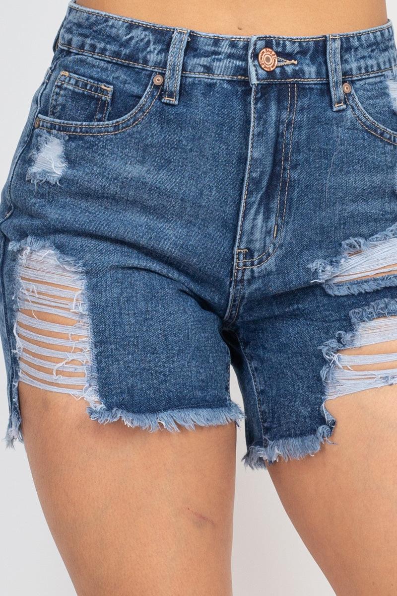 Ripped Five-pocket Mini Denim Shorts - Medium Denim / S Shorts Wynter 4 All Seasons
