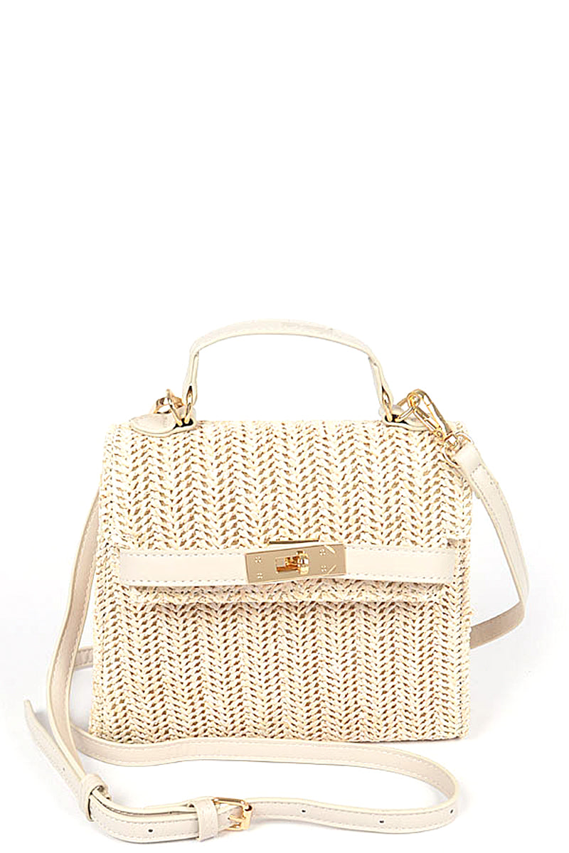 Faux Straw Top Handle Clutch Girl Code 