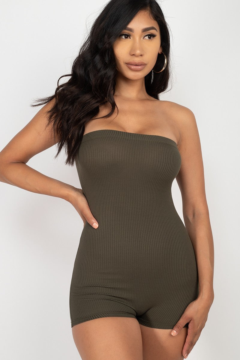 Fitted Tube Romper - Olive / S Jumpsuits & Rompers Wynter 4 All Seasons