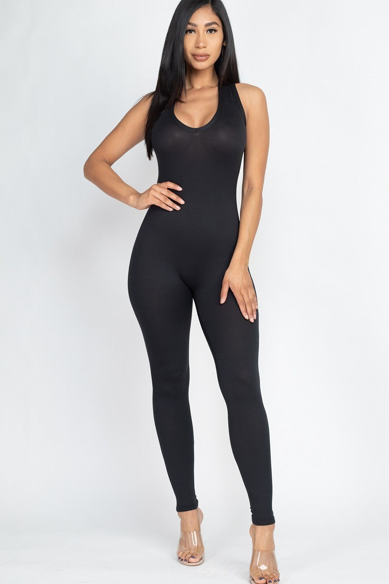 Racer Back Bodycon Jumpsuit - Black / S Jumpsuits & Rompers Wynter 4 All Seasons