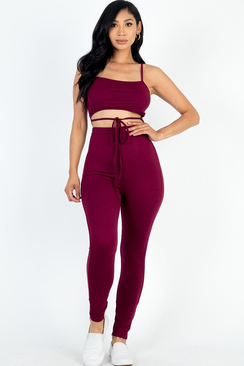 Solid Tie Front Cut Out Jumpsuit Girl Code 