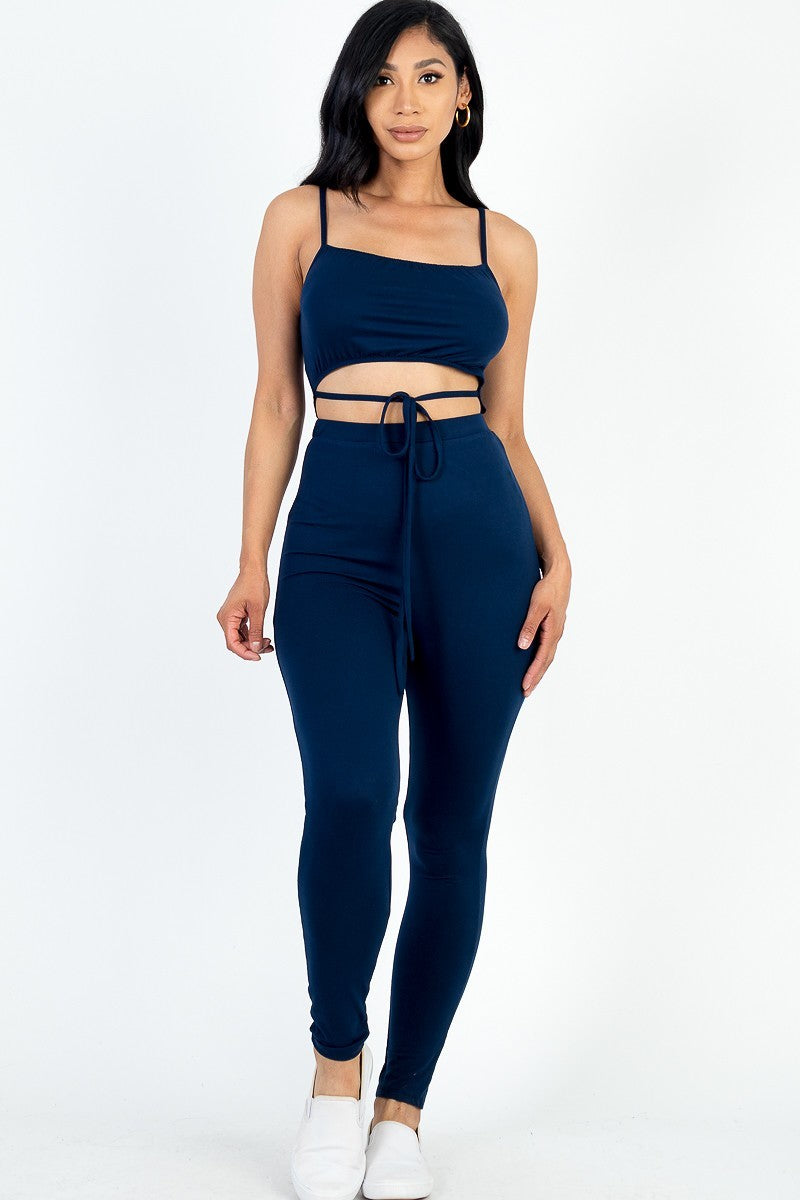Solid Tie Front Cut Out Jumpsuit Girl Code 