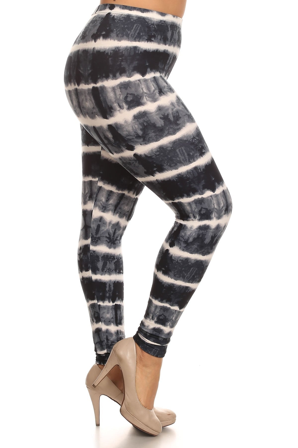 Tie Dye Print,Plus Size  Full Length Leggings In A Fitted Style With A Banded High Waist Girl Code 