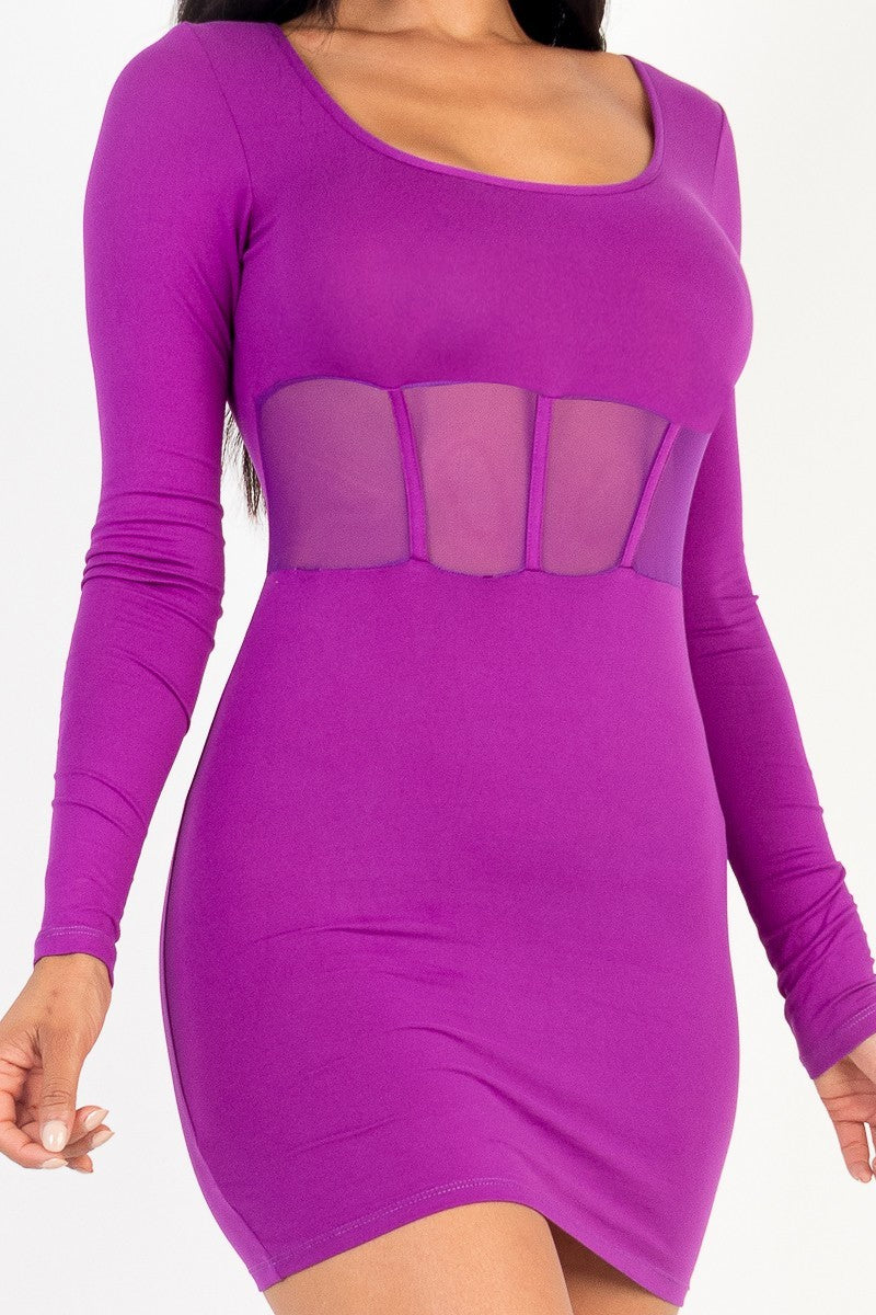 Square neck mesh corset mini dress Girl Code 
