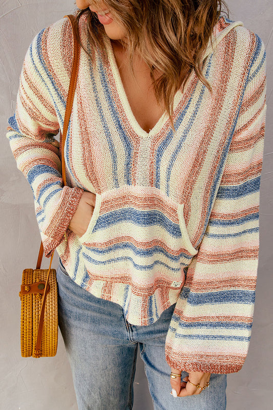 Striped Hooded Sweater with Kangaroo Pocket - Multi / S Apparel & Accessories Wynter 4 All Seasons