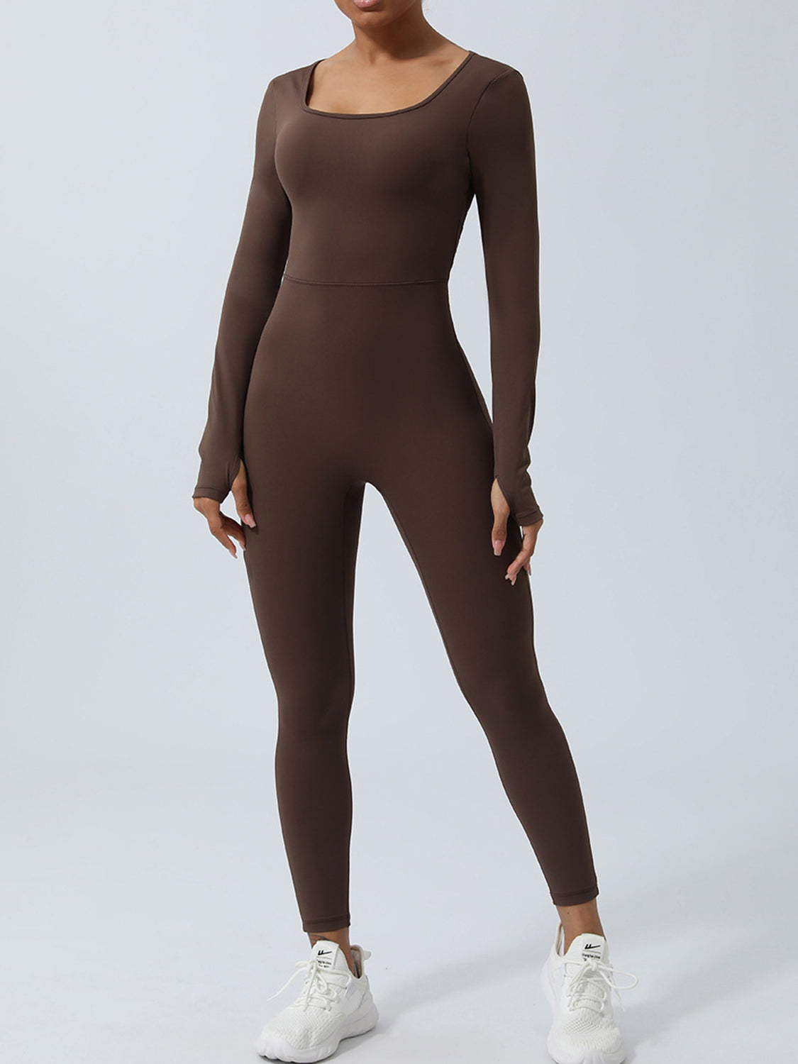 Twisted Backless Long Sleeve Jumpsuit - Chocolate / S Wynter 4 All Seasons